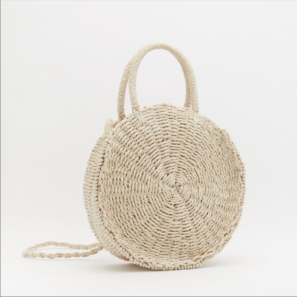 Round Woven Cream Bag - Picture 2 of 2